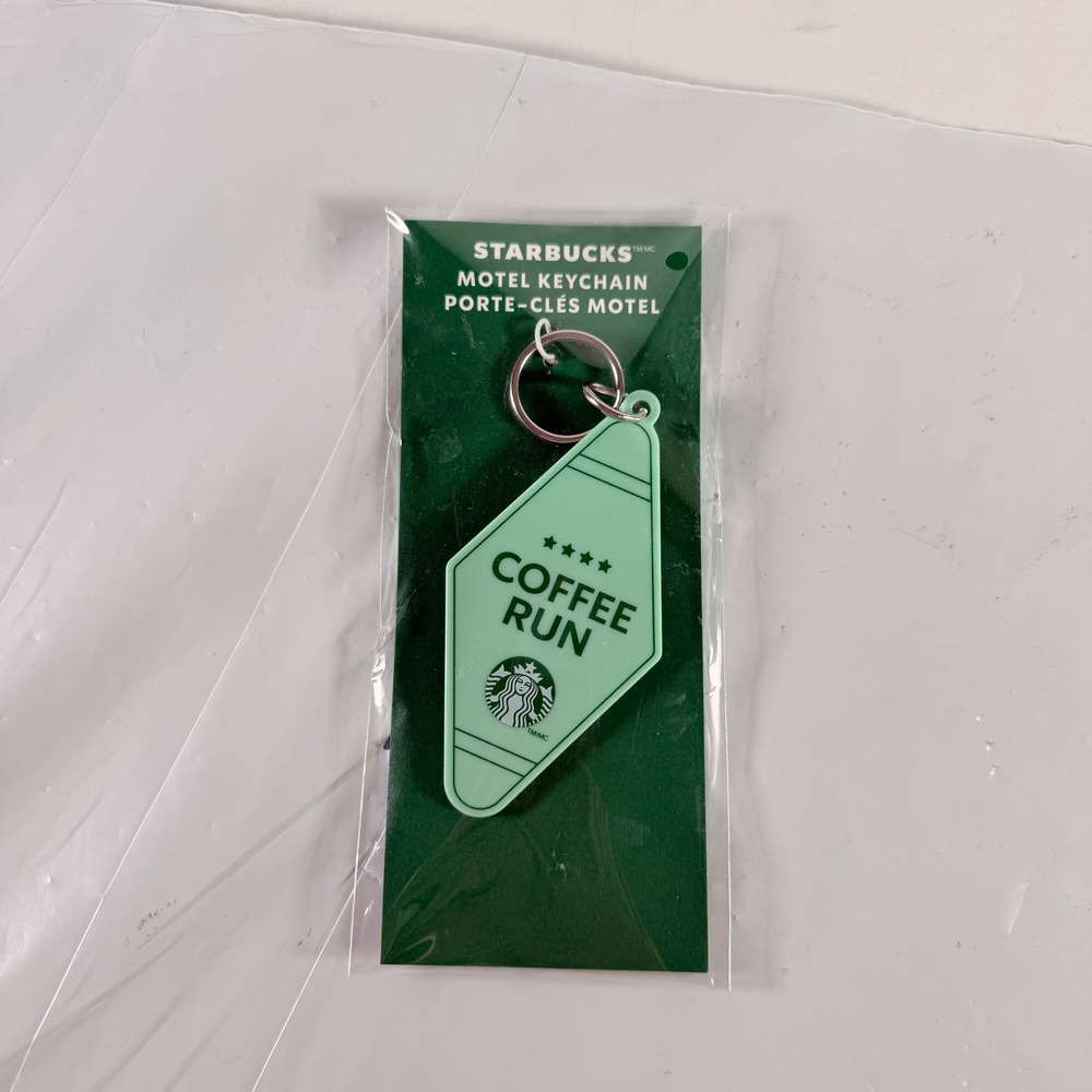 Starbucks Motel Keychain New Coffee Run Mint Green Retro Logo Tag - Picture 5 of 5